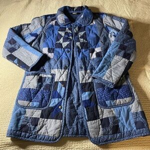 Very Cute Land’s End Patchwork Quilt Coat Size Small